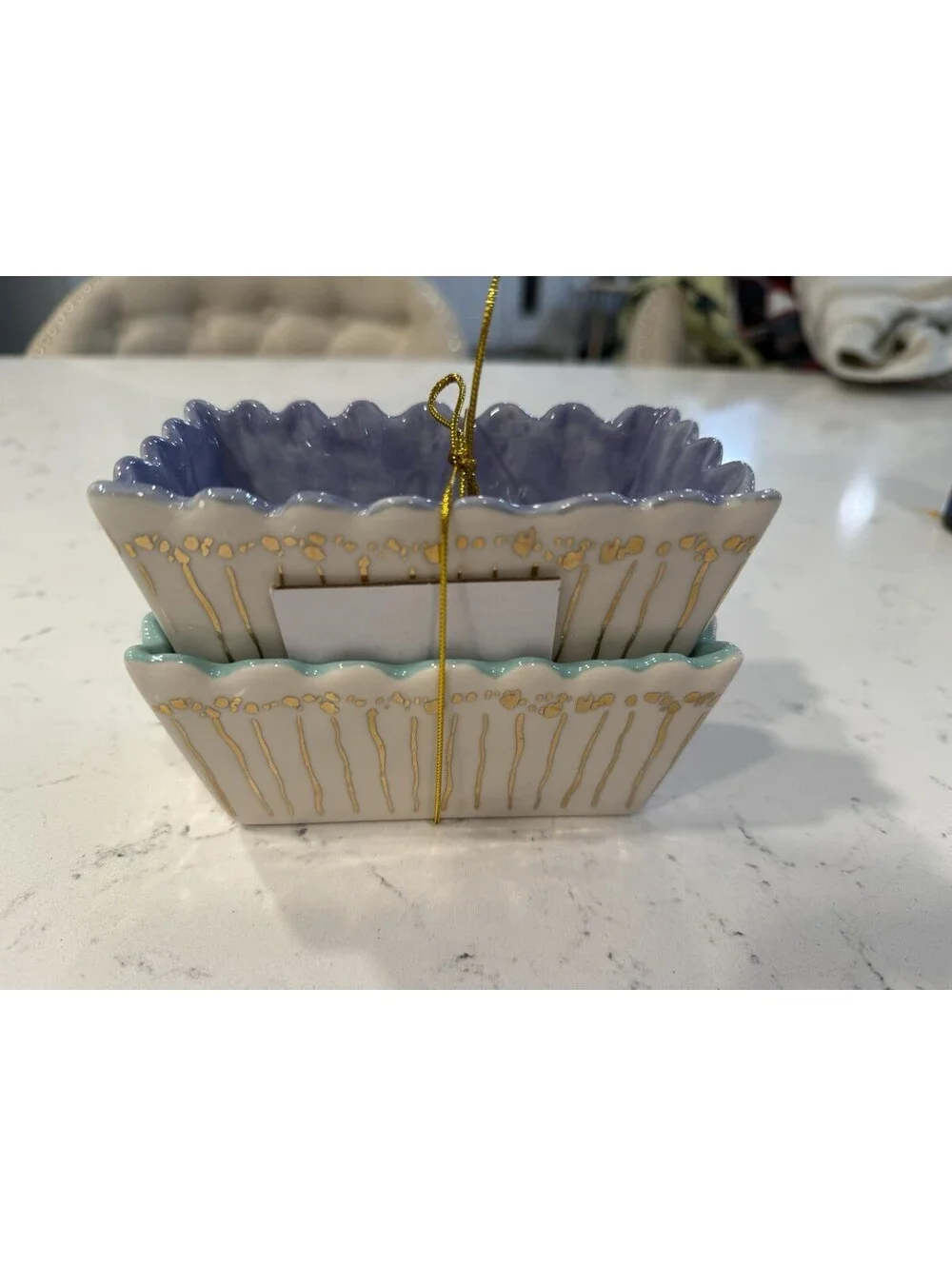 Anthropologie Holiday L'Hiver Mini Loaf Pan Christmas Wishes Lot Of 2